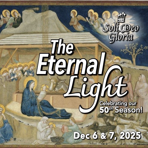 Event poster for "THE ETERNAL LIGHT" happening on December 6 & 7, 2025